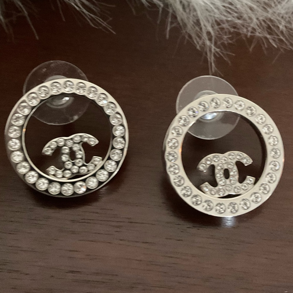 Chanel Strass CC Stud Earrings